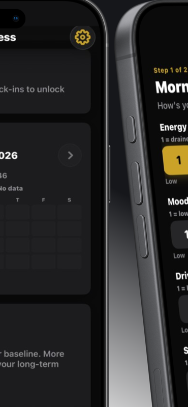 Mood Track check-in with mood score and short note fields